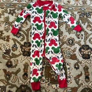 Hanna Disney “Mickey Mouse Holly Garland” One Piece Pajama - toddler size 2T